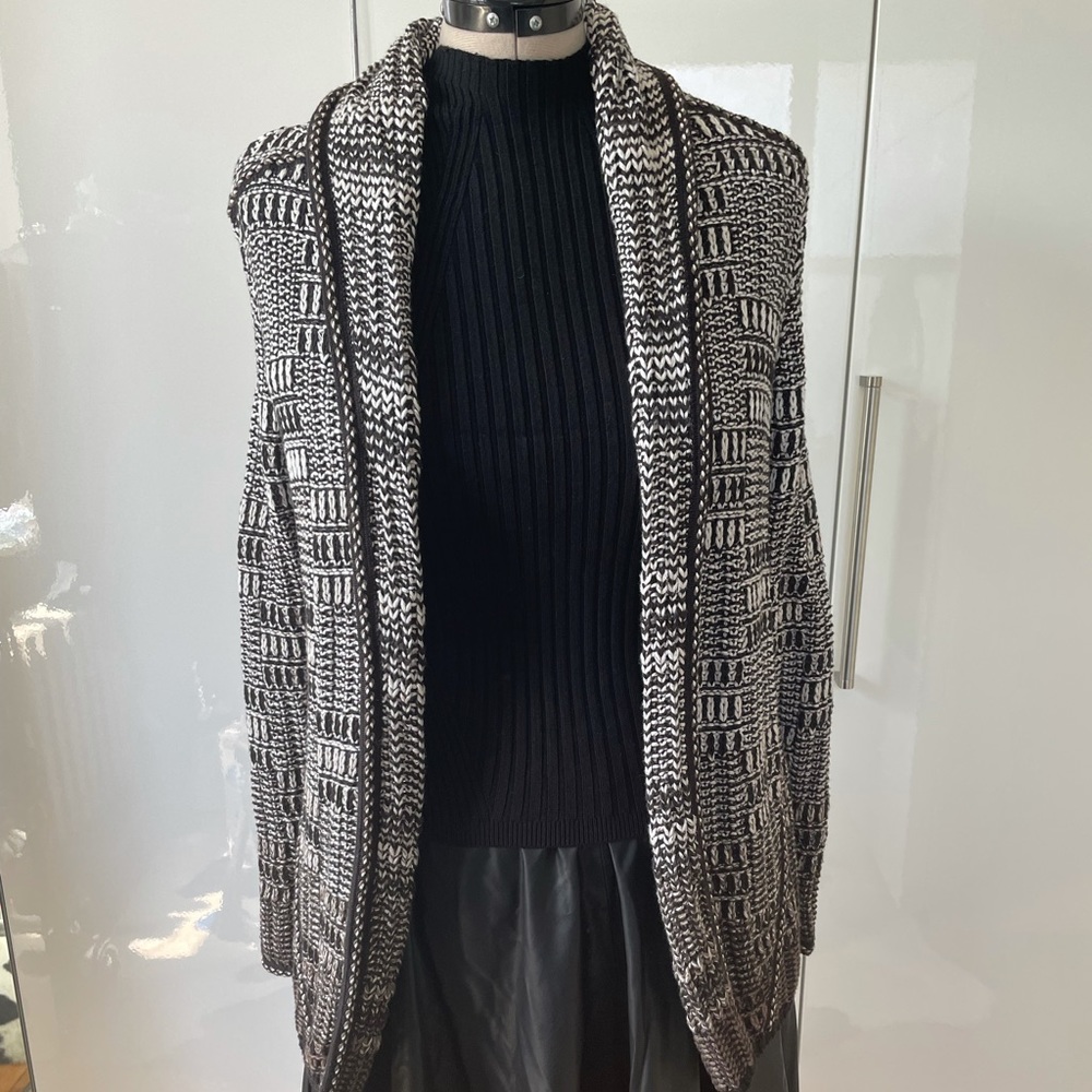 NIC+ZOE Open Front Cardigan Size-Large Color-Brown/White NWT - Picture 10 of 12